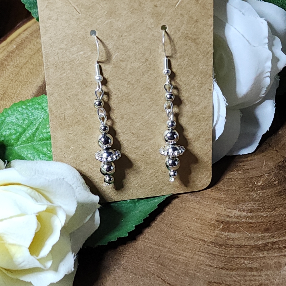 Hand Crafted Silver Toned Dangle Drop Earrings